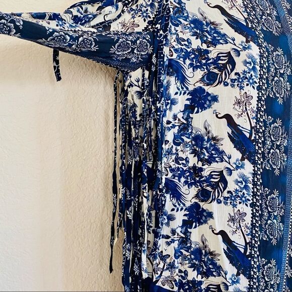 Anthropologie Sea Gypsies Roxanna Peacock Fringe Mini Dress Sz S - Picture 9 of 13